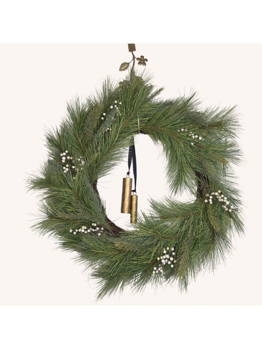 Hearth & Hand Magnolia 26" Pine Snowberry Christmas Wreath Brass Bells Discontin